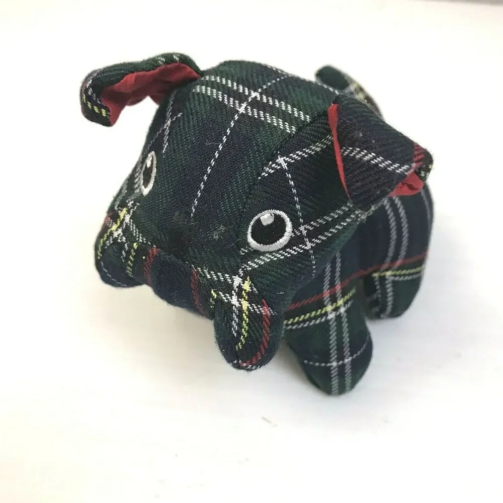 Old Navy Dog Black Plaid Stuffed Animal Puppy 5